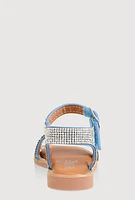 Womens Toddler Girls Rhinestone Studded Sandals, Blue, Size 6