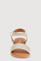 Girls Rhinestone Studded Sandals, White, YOUTH