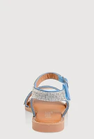 Girls Rhinestone Studded Sandals, YOUTH