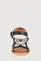 Womens Toddler Girls Rhinestone Butterfly Sandals, Black, Size 8