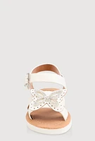 Womens Toddler Girls Rhinestone Butterfly Sandals, White,