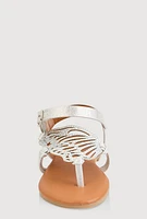 Girls Rhinestone Butterfly Wing Thong Sandals, YOUTH 1