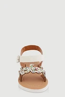 Womens Toddler Girls Rhinestone Floral Band Sandals, Multi, Size 7