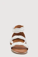 Womens Toddler Girls Studded Ankle Strap Sandals, White, Size 8