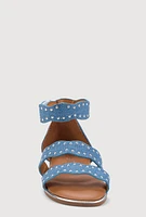 Womens Toddler Girls Studded Ankle Strap Sandals, Blue,
