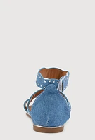 Womens Toddler Girls Studded Ankle Strap Sandals, Blue,