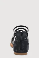 Girls Rhinestone Studded Gladiator Sandals, Black, YOUTH
