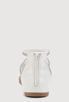 Girls Rhinestone Studded Gladiator Sandals, White, Size YOUTH 2