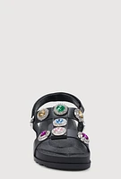Womens Girls Rhinestone Jeweled Footbed Sandals,