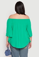 Womens Plus Smocked Off the Shoulder Blouse,