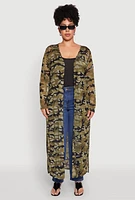 Womens Plus Size Camo Print Mesh Duster, Green, Size 2X