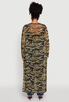Womens Plus Size Camo Print Mesh Duster, Green, Size 2X