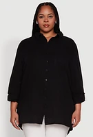 Womens Plus Trendy Gauze Knit Button Front Shirt, 3X