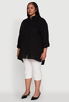Womens Plus Trendy Gauze Knit Button Front Shirt,