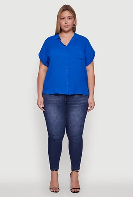 Womens Plus Button Front Shirt,