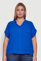 Womens Plus Button Front Shirt,