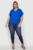 Womens Plus Button Front Shirt,