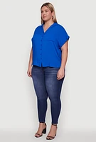 Womens Plus Button Front Shirt,
