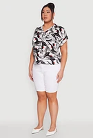 Womens Plus Size Face Printed Button Front Shirt, Multi, Size 1X