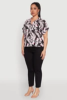 Womens Plus Size Face Printed Button Front Shirt, Multi, Size 2X