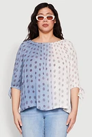 Womens Plus Size Ombre Flower Print Blouse, Multi, Size 1X