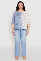 Womens Plus Size Ombre Flower Print Blouse, Multi, Size 1X