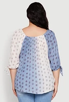 Womens Plus Size Ombre Flower Print Blouse, Multi, Size 1X
