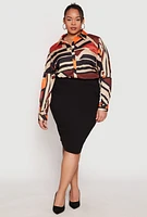 Womens Plus Size Abstract Print High Low Shirt, Multi, Size 3X