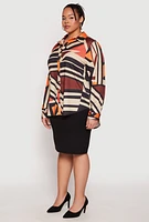 Womens Plus Size Abstract Print High Low Shirt, Multi, Size 3X