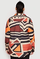 Womens Plus Size Abstract Print High Low Shirt, Multi, Size 3X