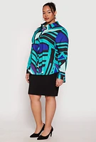 Womens Plus Size Abstract Print High Low Shirt, Multi, Size 2X