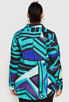 Womens Plus Size Abstract Print High Low Shirt, Multi, Size 2X