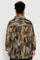 Womens Plus Mesh Camouflage Shirt, Green,