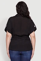Womens Plus Drawstring Waist Shirt,