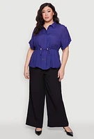 Womens Plus Drawstring Waist Shirt, 3X
