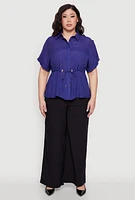 Womens Plus Drawstring Waist Shirt, 3X