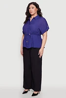 Womens Plus Drawstring Waist Shirt, 3X