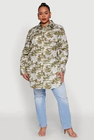 Womens Plus Size Camouflage Tunic Shirt, Multi, Size 1X