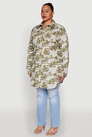 Womens Plus Size Camouflage Tunic Shirt, Multi, Size 1X