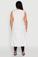 Womens Plus Size Face Print Sleeveless High Low Maxi Top, White, Size 3X