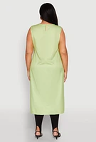 Womens Plus Face Print Sleeveless High Low Maxi Top,