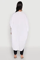 Womens Plus Size High Low Dolman Sleeve Blouse, White, Size 1X