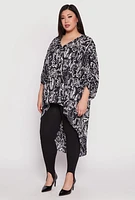 Womens Plus Abstract Print High Low Blouse,