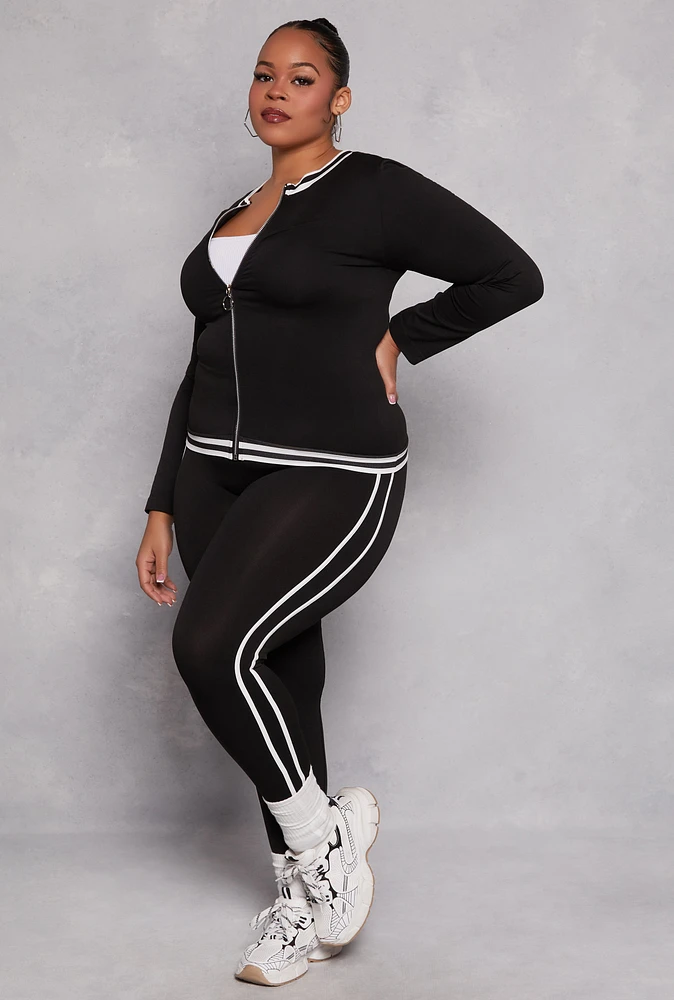 Womens Plus Seamless Varsity Stripe Leggings,