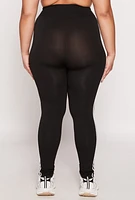 Womens Plus Size Seamless Varsity Stripe Leggings, Black, Size 1X-2X