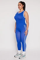 Womens Plus Seamless Varsity Stripe Leggings, 1X-2X