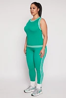 Womens Plus Seamless Varsity Stripe Trim Tank Top,