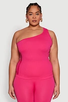 Womens Plus Laser Cut Side One Shoulder Top,