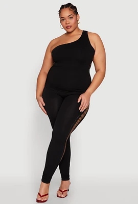 Womens Plus Laser Cut Side Leggings,