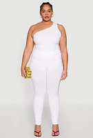 Womens Plus Size Laser Cut Side Leggings, White, Size 2X-3X